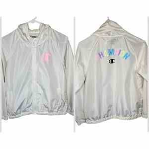 Champion Windbreaker Collegiate Ombre Jacket Hooded Cropped Womens M / Girls XL‎